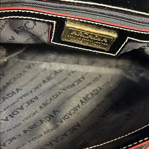 Arcadia made in Italy patent leather bag with removable strap